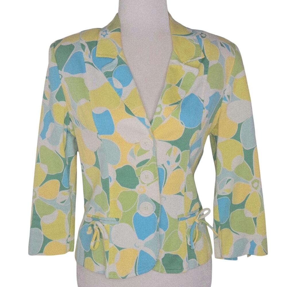 Star City EUC Cotton blazer jacket spring summer Vintage Medium yellow aqua